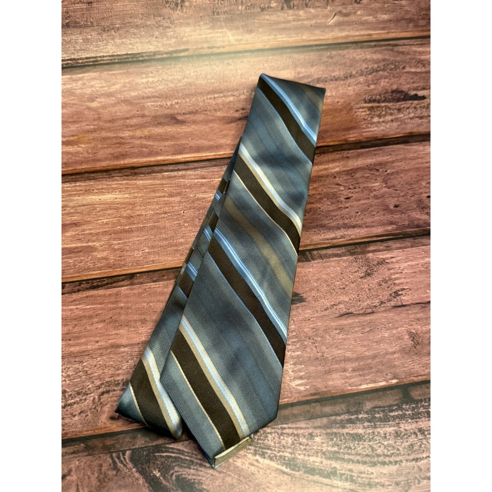 Johnny Carson Necktie Vintage Blue Brown Striped